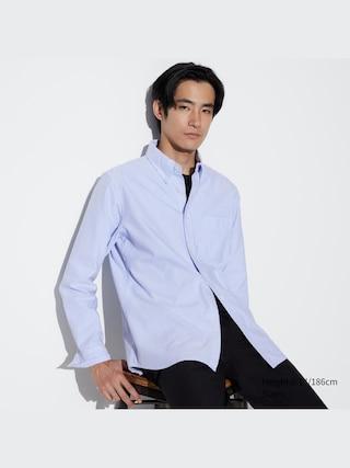 Mens Oxford Slim-Fit Shirt Striped Blue Small UNIQLO US Product Image