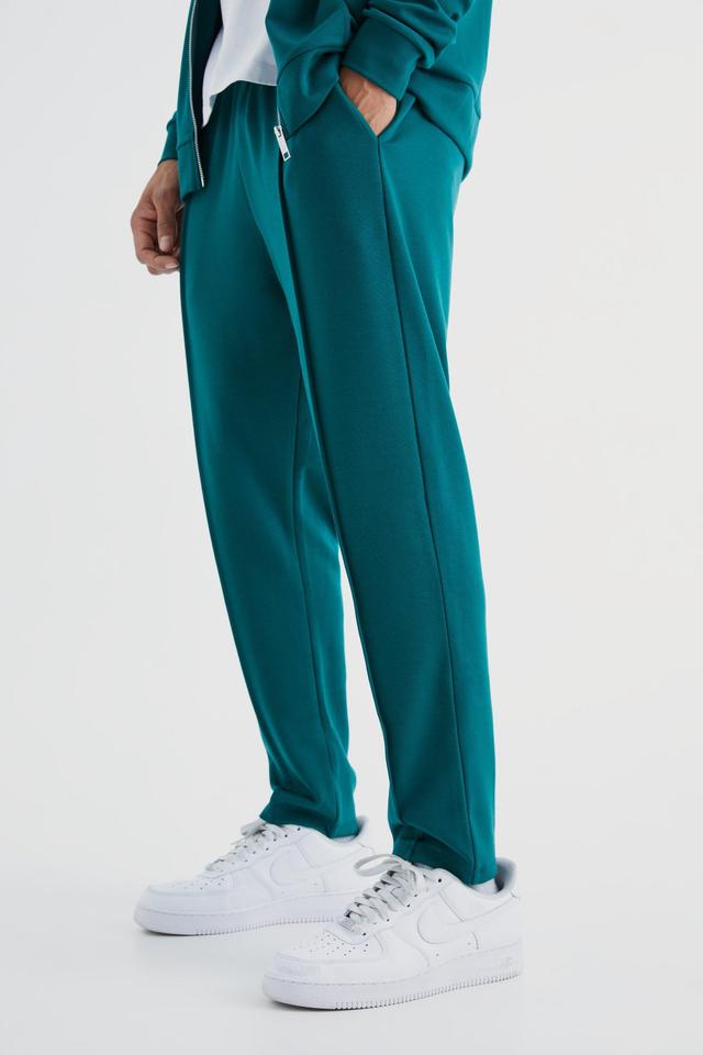 Slim Tapered Elastic Waist Pintuck Crop Sweatpants | boohooMAN USA Product Image