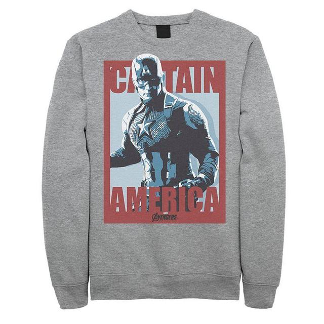 Mens Marvel Avengers Endgame Captain America Poster Sweatshirt Athletic Grey Product Image