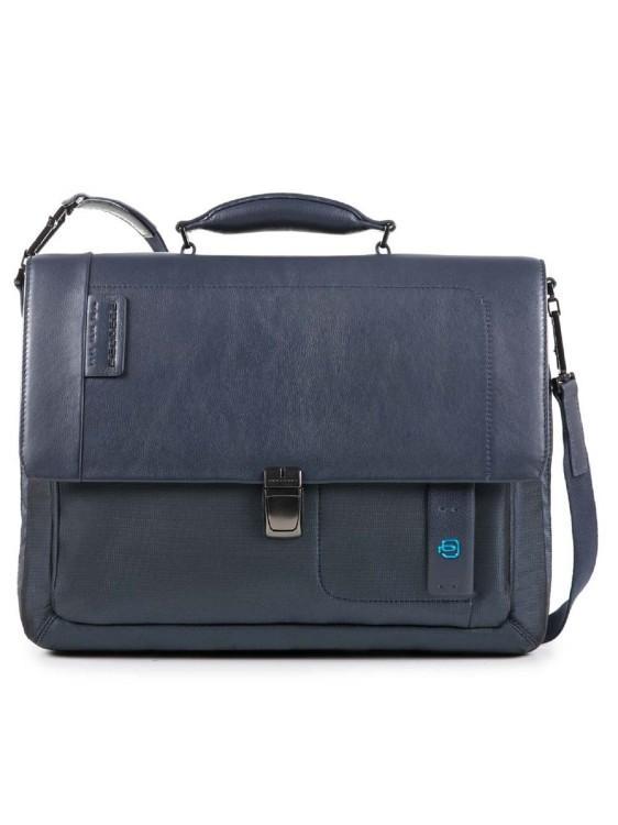 PIQUADRO Blue Workbook Briefcase In Grey Product Image