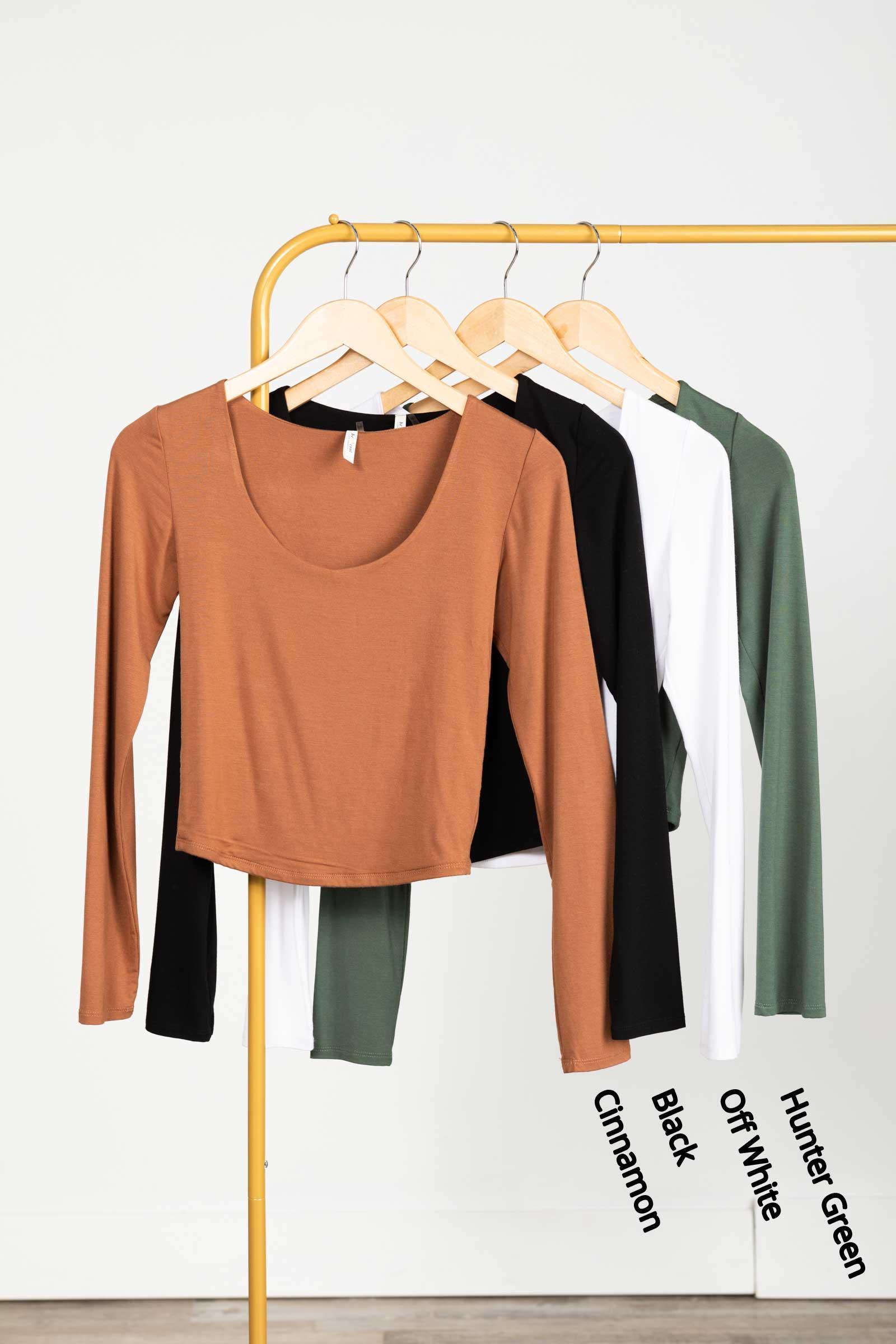 Double Layer Scoop Neck Long Sleeve Top Product Image