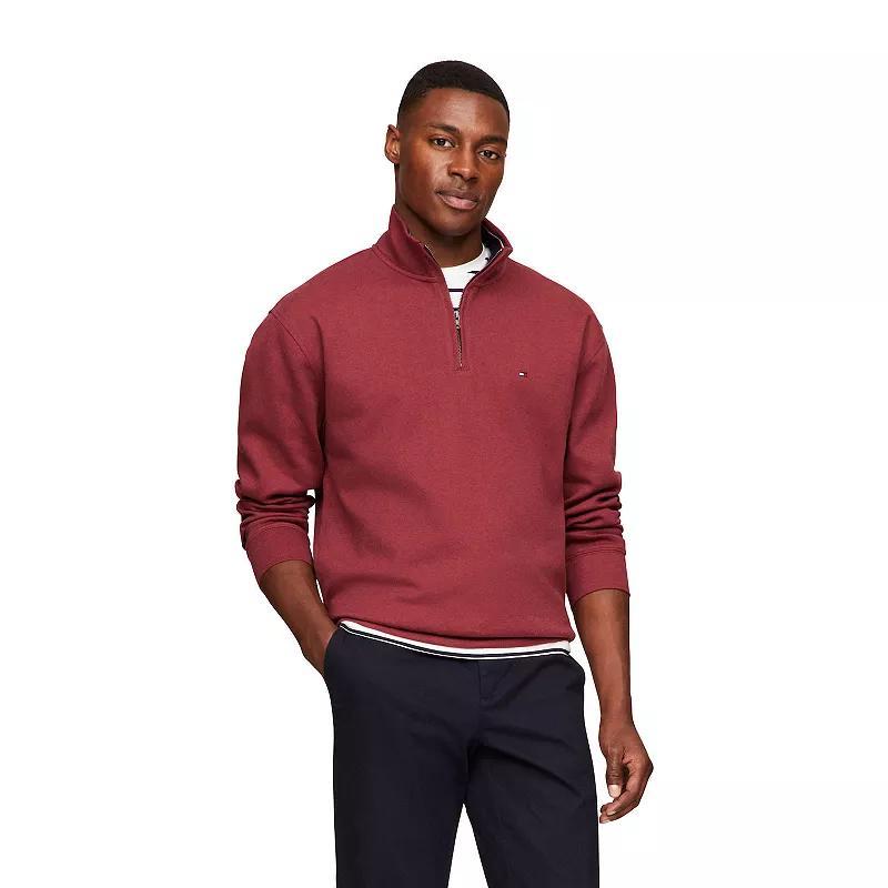 Mens Tommy Hilfiger Logo Quarter-Zip Top Red Grey Product Image