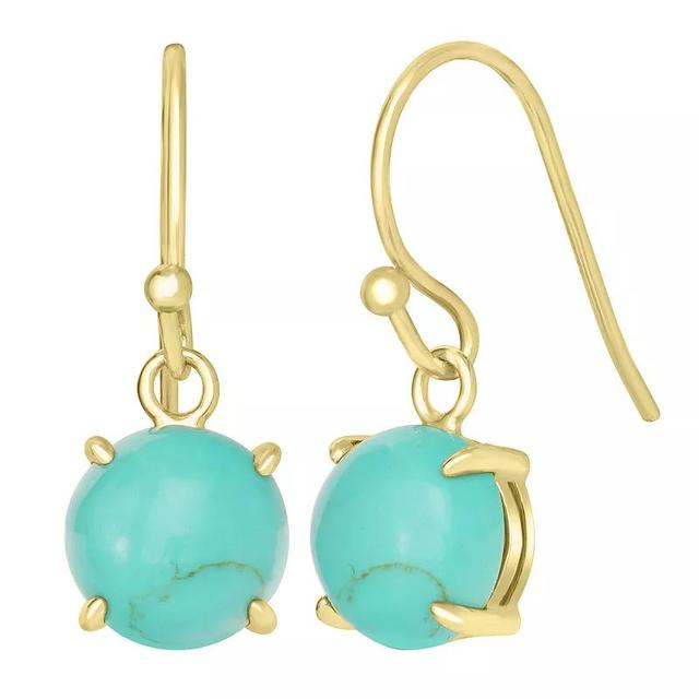 Gemistry 14k Gold Over Sterling Silver Stone Round Drop Earrings, Womens, Amazonite Product Image