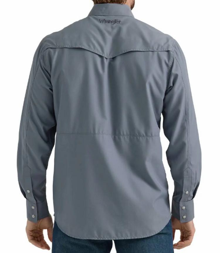 Wrangler® Men's L/S Grey Performance Classic Fit Shirt Product Image