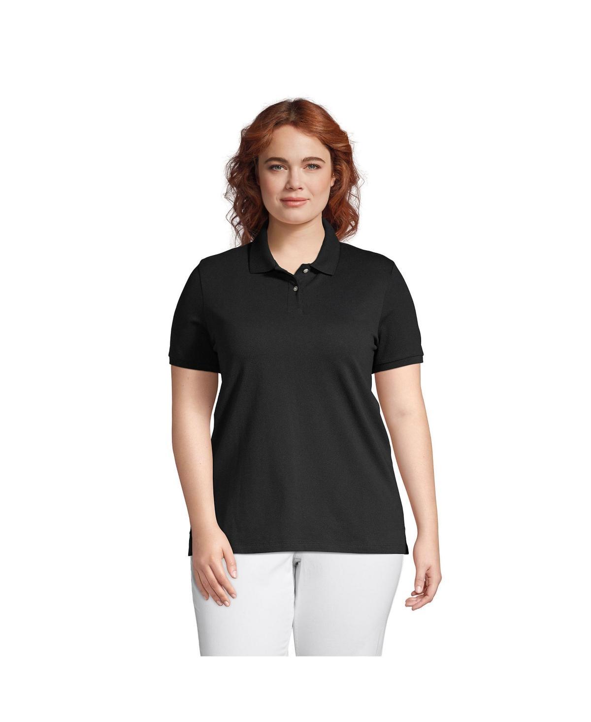 Plus Size Lands End Mesh Supima Cotton Polo Shirt, Womens Dark Blue Product Image