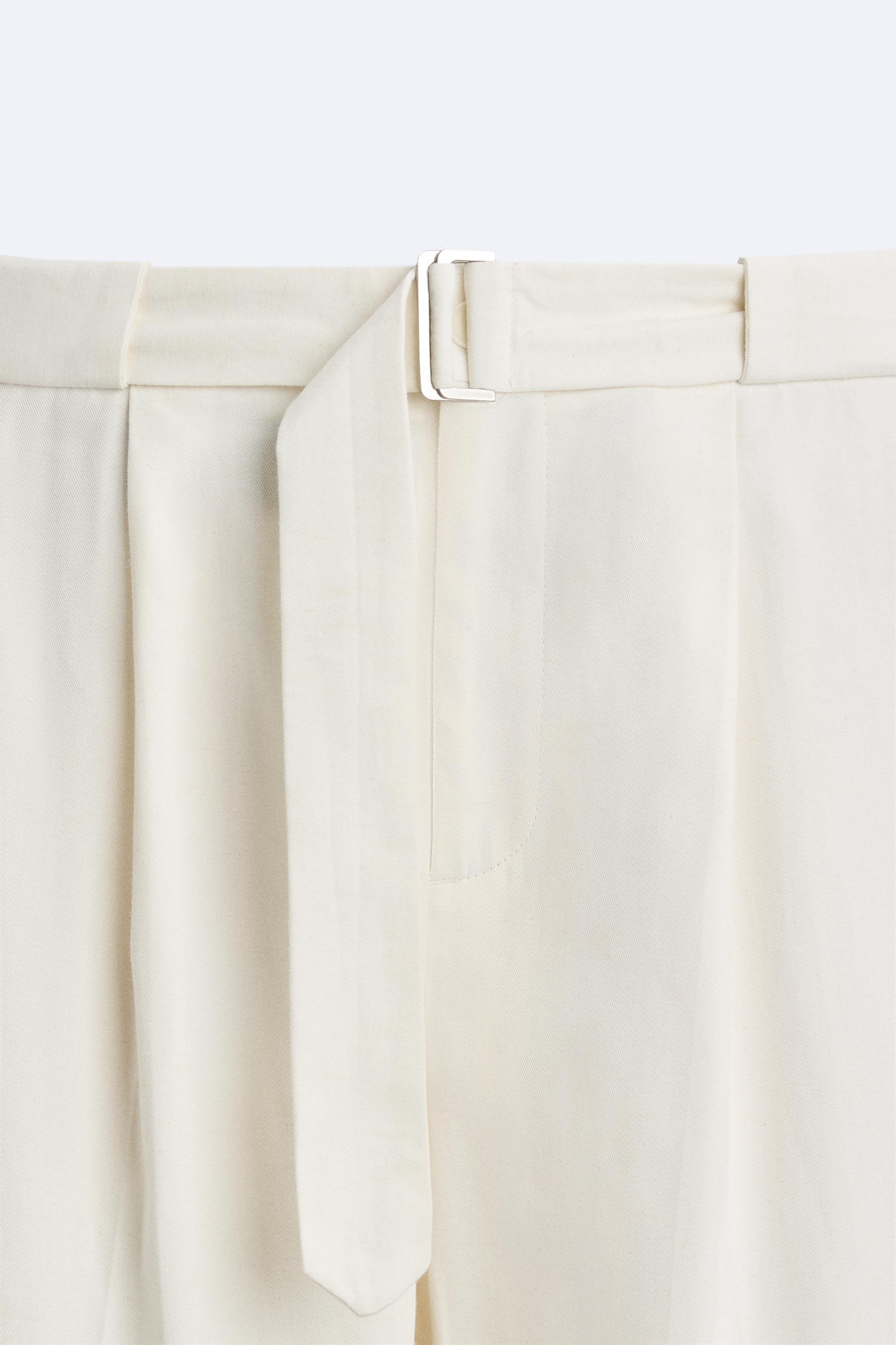 BELTED COTTON - LINEN PANTS Product Image