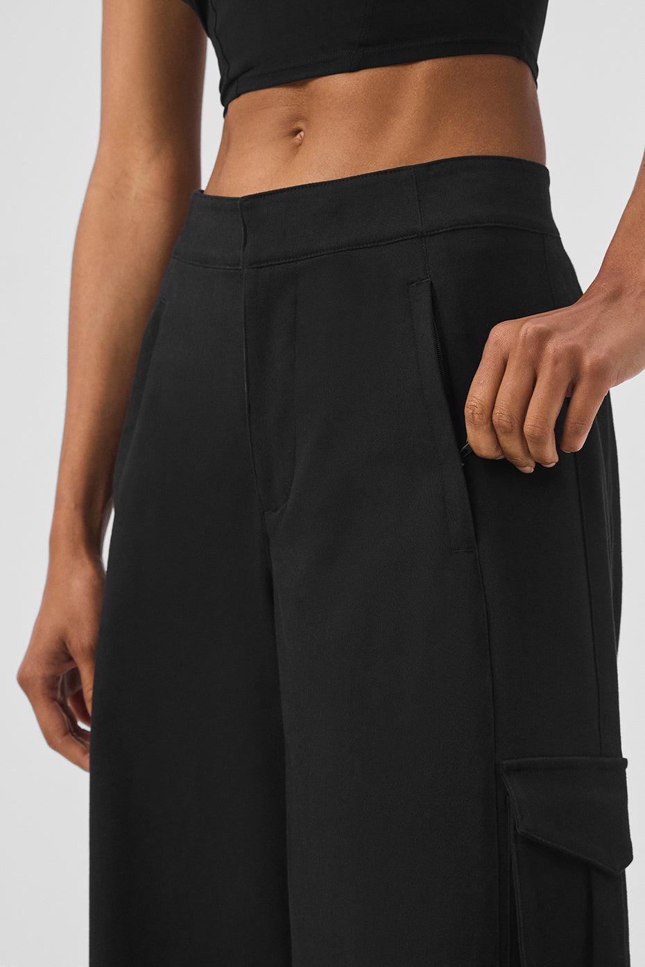 Show Off Cargo Wide Leg Trouser (Regular) - Black Female Product Image