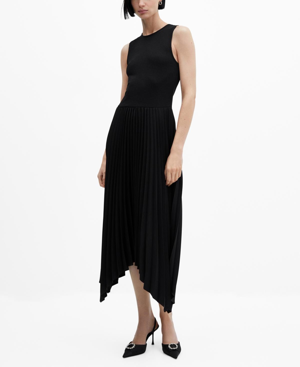 Mango Womens Asymmetrical Pleated Dress Product Image