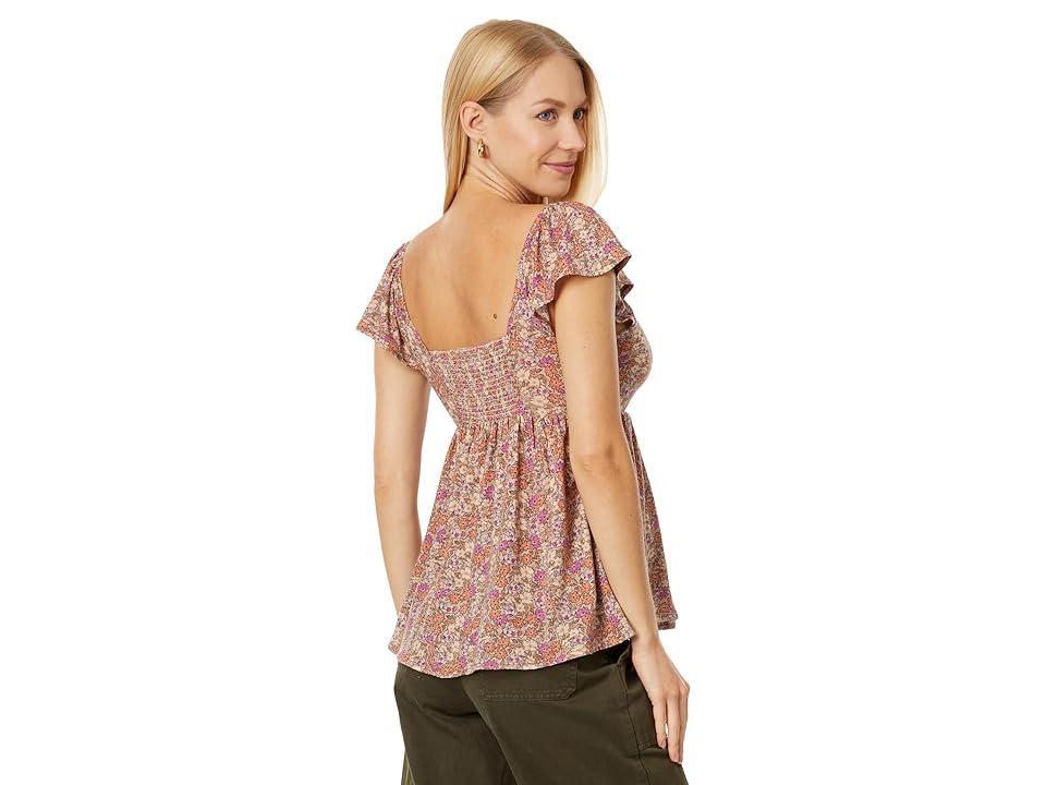 Lucky Brand Printed Peplum Tank (Fawn ) Women's Clothing Product Image