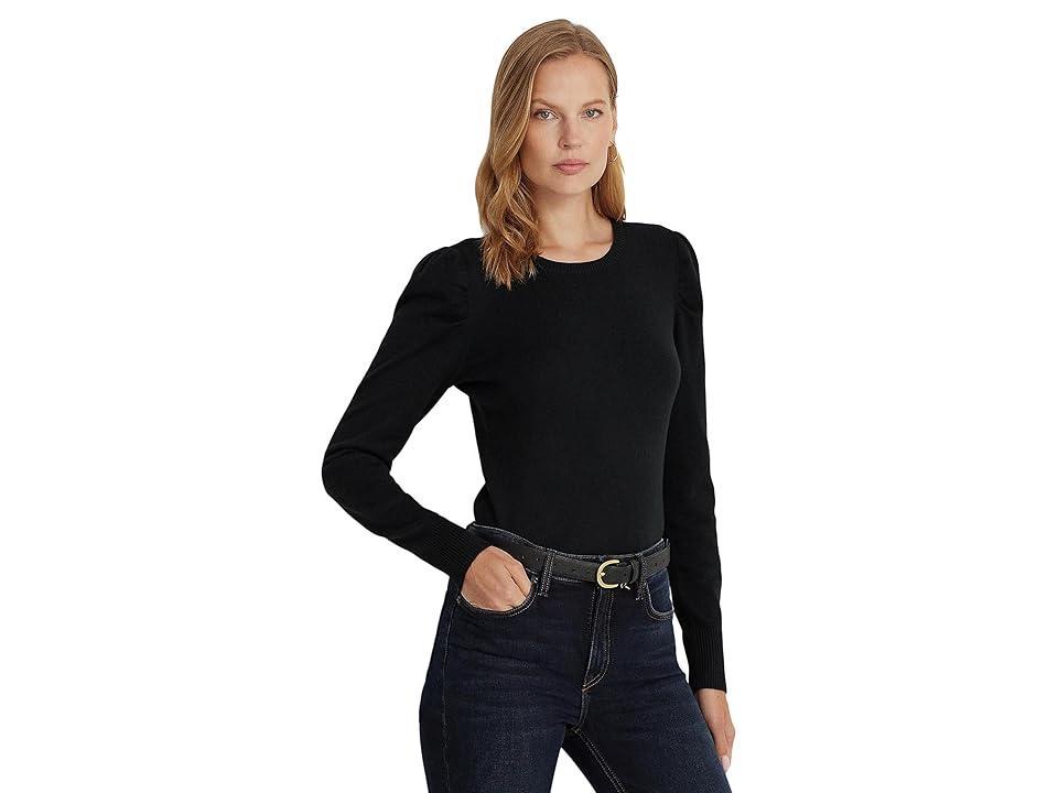 Lauren Ralph Lauren Petite Cotton-Blend Puff-Sleeve Sweater Women's Clothing Product Image