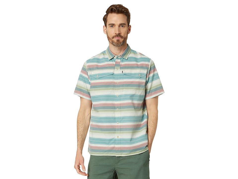 L.L.Bean SunSmart Cool Weave Woven Shirt Stripe Short Sleeve (Deep Azure Stripe) Men's Clothing Product Image