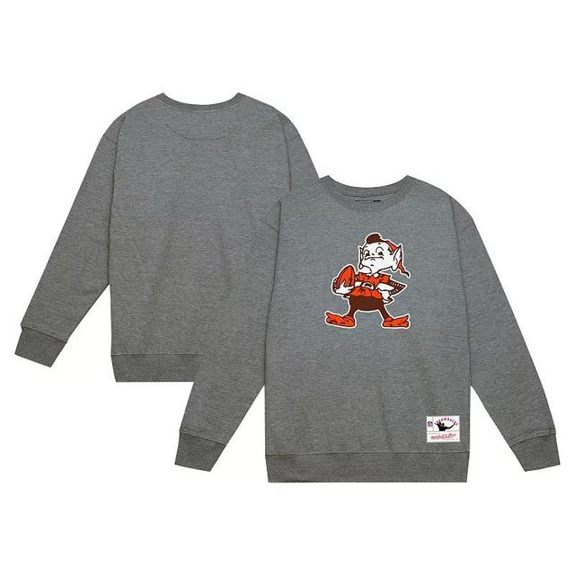 Mens Mitchell & Ness Heather Gray Cleveland Browns Basic Fleece Pullover Sweatshirt Product Image