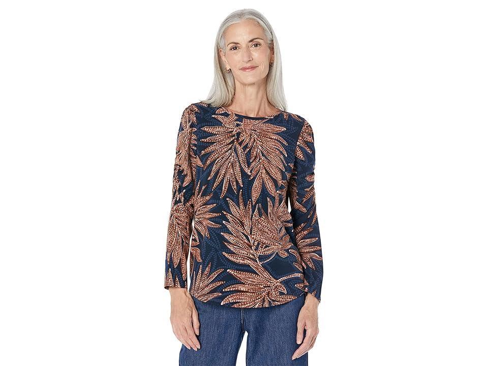 NIC+ZOE Batik Ferns Long Puff Sleeve Tee Multi) Women's Clothing product image