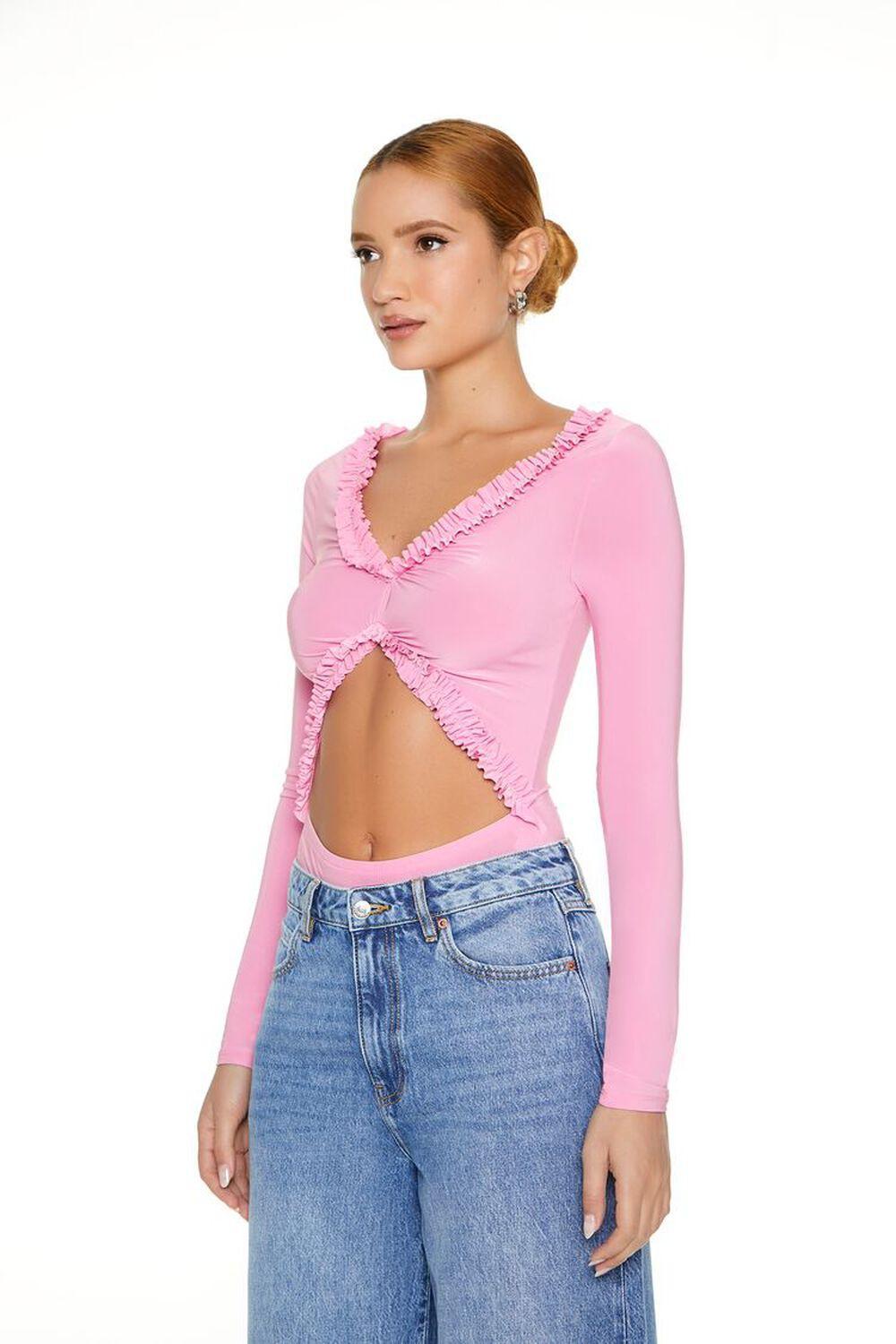 Ruffle-Trim Cutout Bodysuit | Forever 21 Product Image