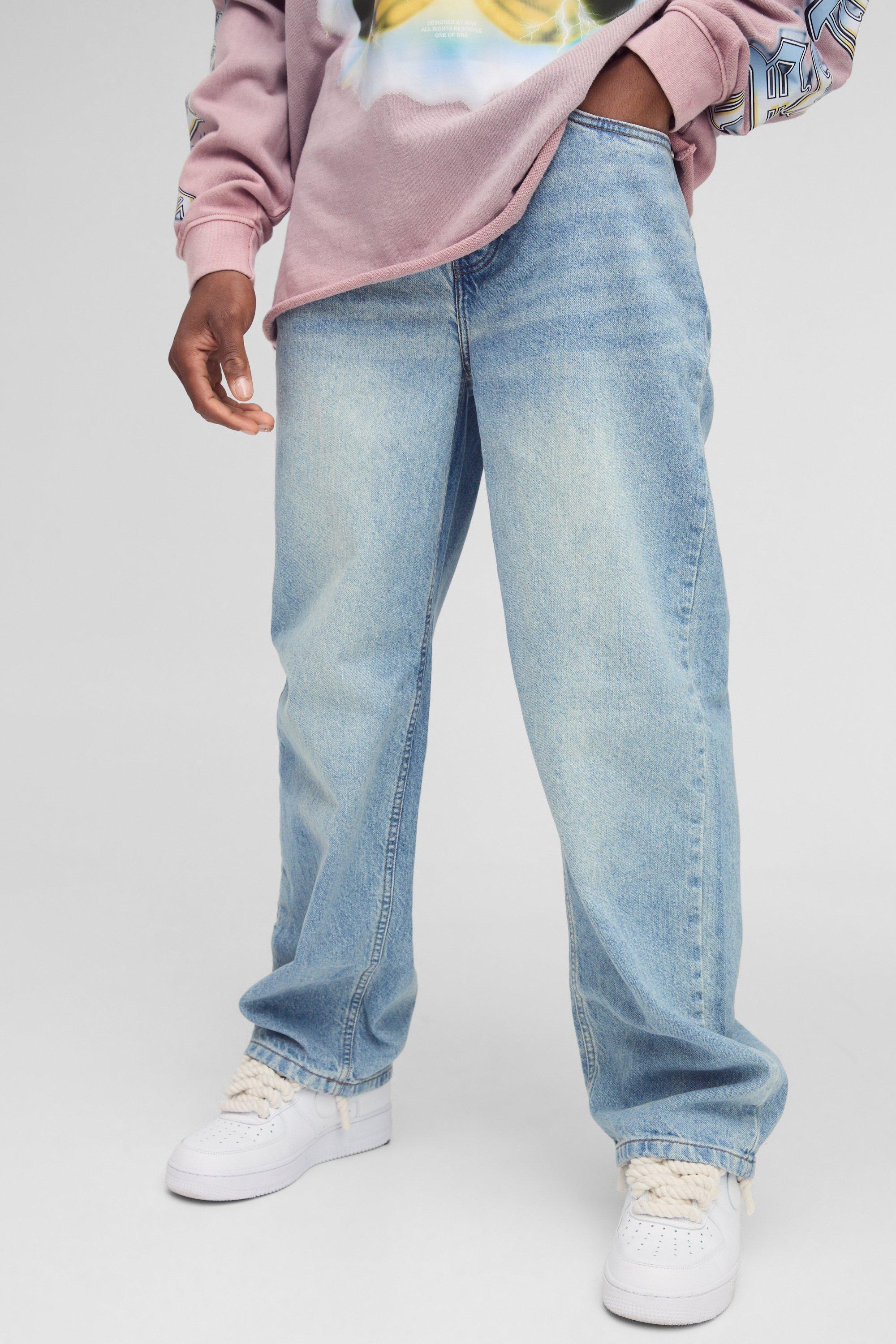 Relaxed Rigid Jean in Antique Blue | boohooMAN USA Product Image