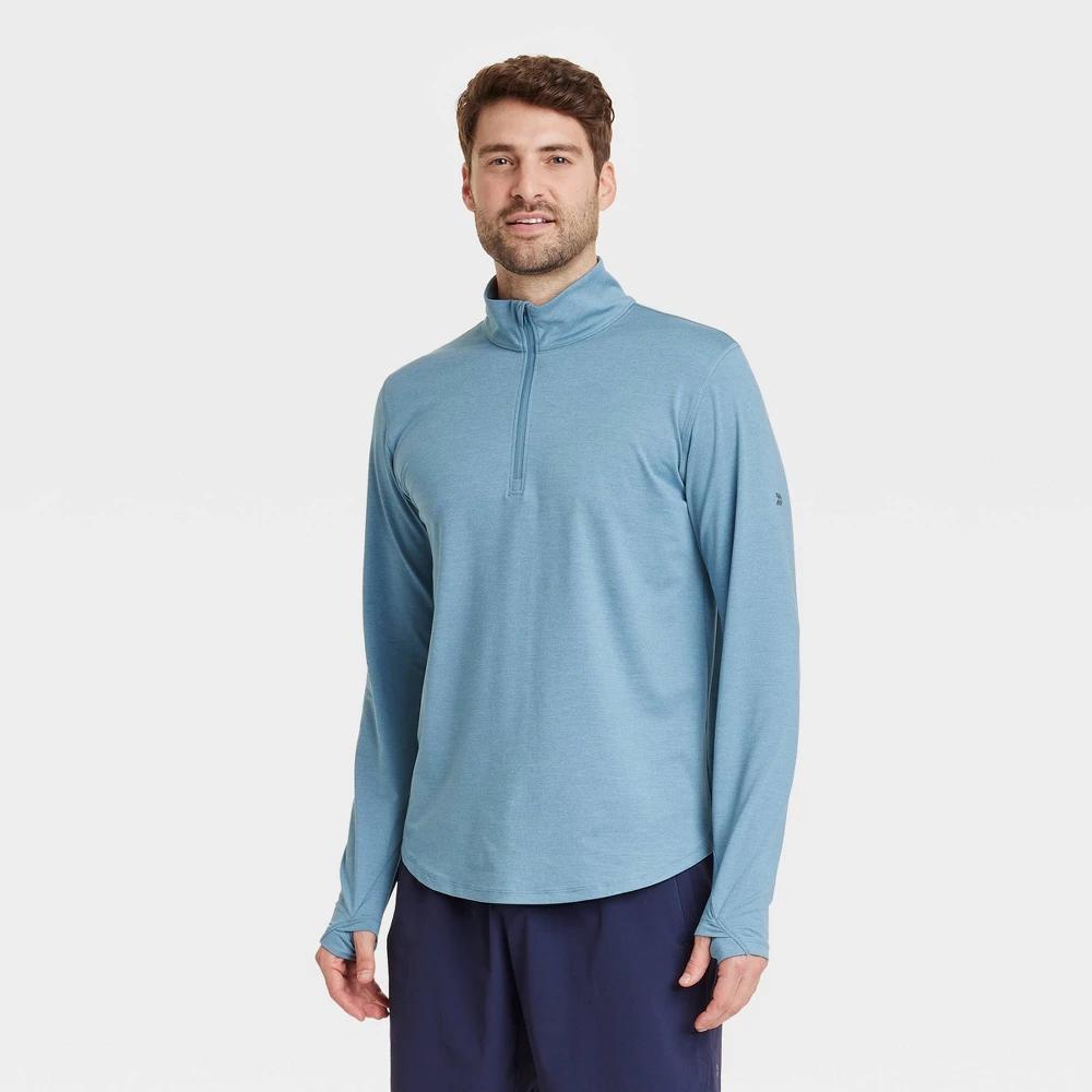 Mens Soft Stretch Zip Top - All In Motion Heathered Blue M Product Image