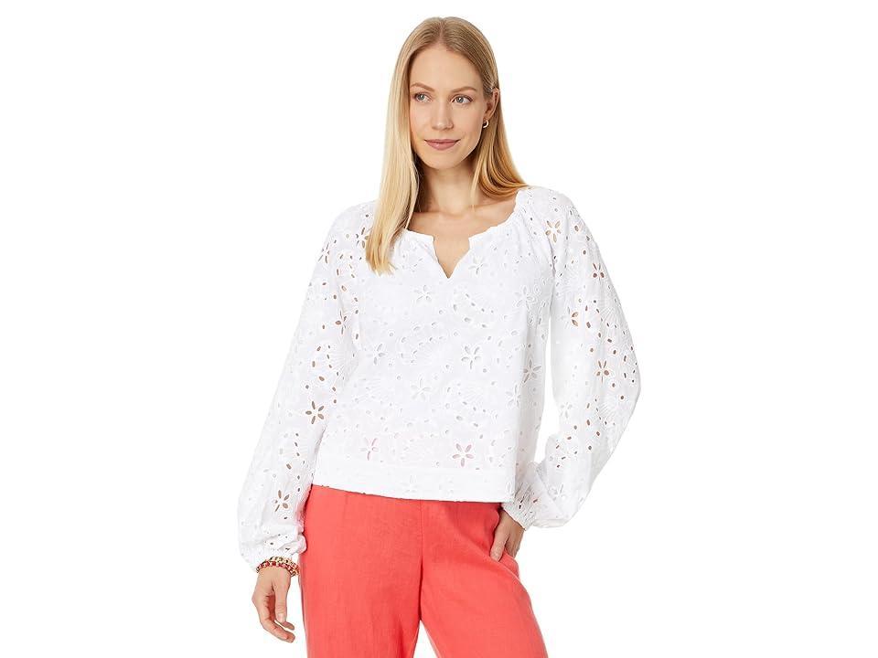 Womens Maisha Seashell Eyelet Notch Blouse Product Image