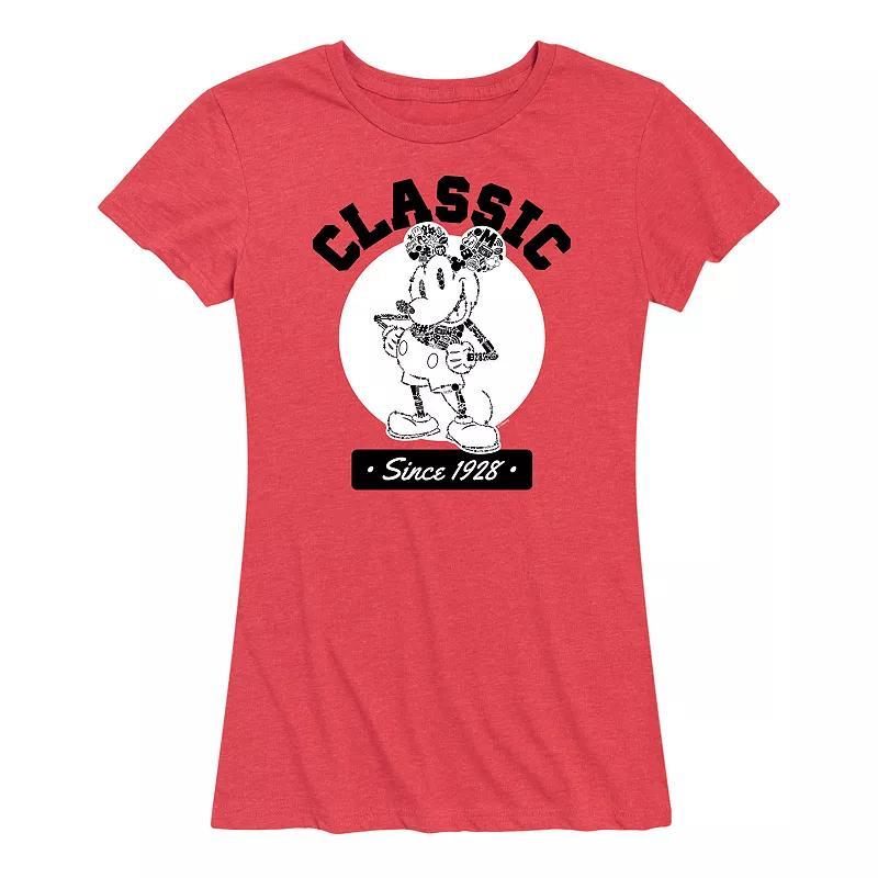 Disneys Mickey Mouse Womens Classic Since 1928 Graphic Tee Grey Gray Product Image