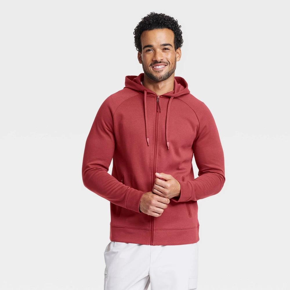 Mens Ponte Full-Zip Hoodie - All In Motion Dark Red Product Image