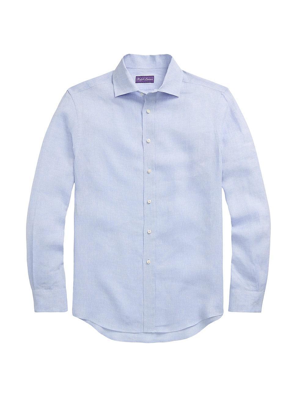 Mens Chambray Linen Long-Sleeve Sport Shirt Product Image