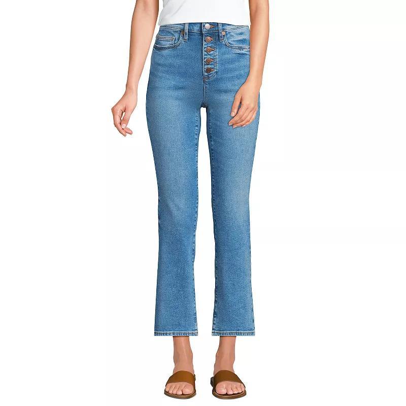 Petite Lands End Recover High-Rise Kick Flare Crop Jeans, Womens Blue Tide Blue Product Image