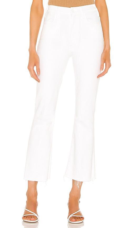 MOTHER The Hustler High-Rise Ankle Fray Jeans By MOTHER in White Size 24 Product Image