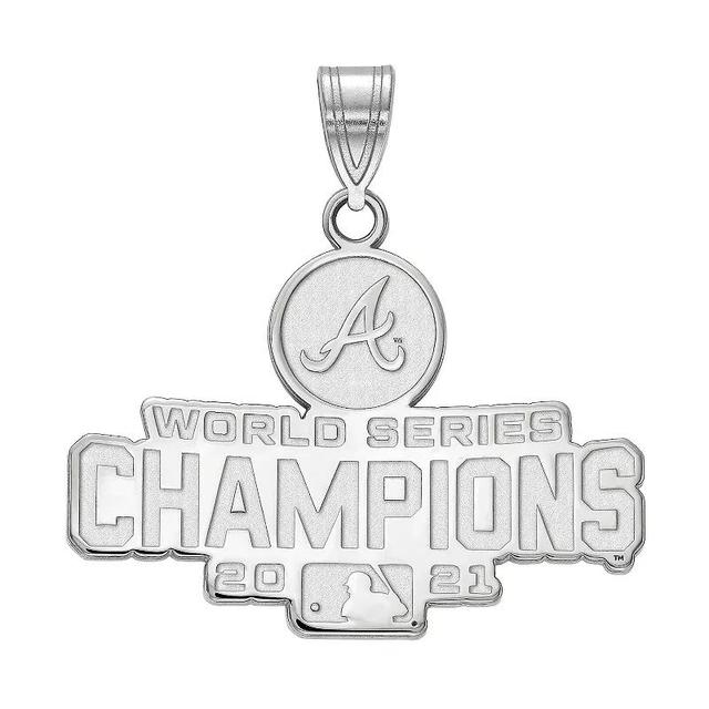 LogoArt Atlanta Braves 2021 World Series Champions Large Sterling Silver Pendant, Womens Product Image