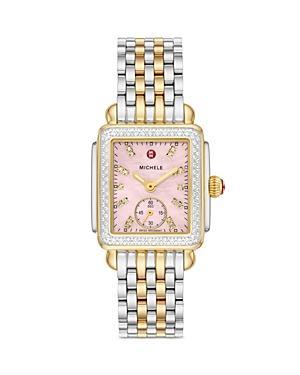 MICHELE Deco Mid Diamond Two-Tone Bracelet Watch, 29mm x 31mm Product Image