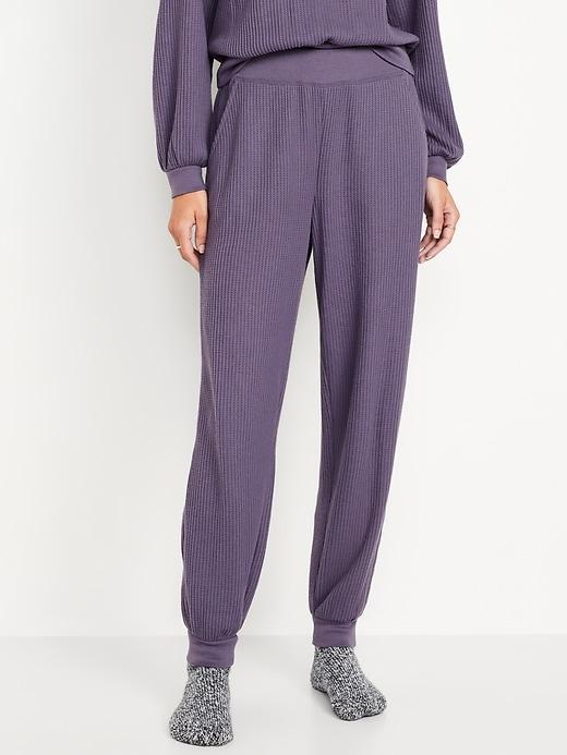 High-Waisted Waffle Lounge Joggers Product Image