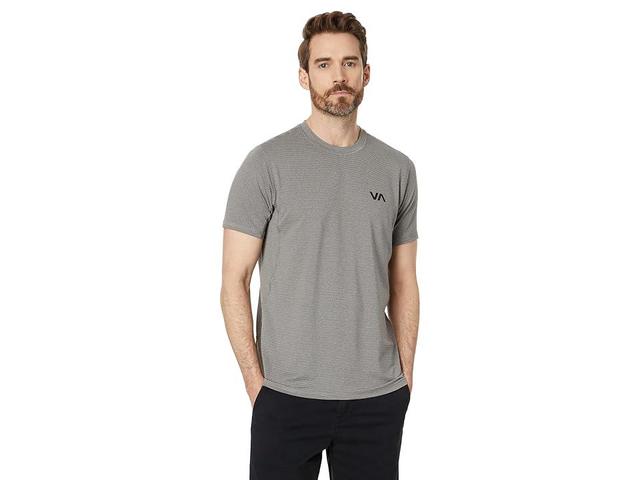 RVCA Sport Vent Stripe Short Sleeve Tee (Heather Grey Stripe) Men's Clothing Product Image