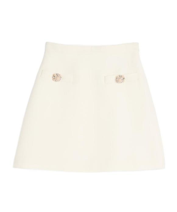 VALENTINO Virgin Wool-silk Mini Skirt In Beige Product Image