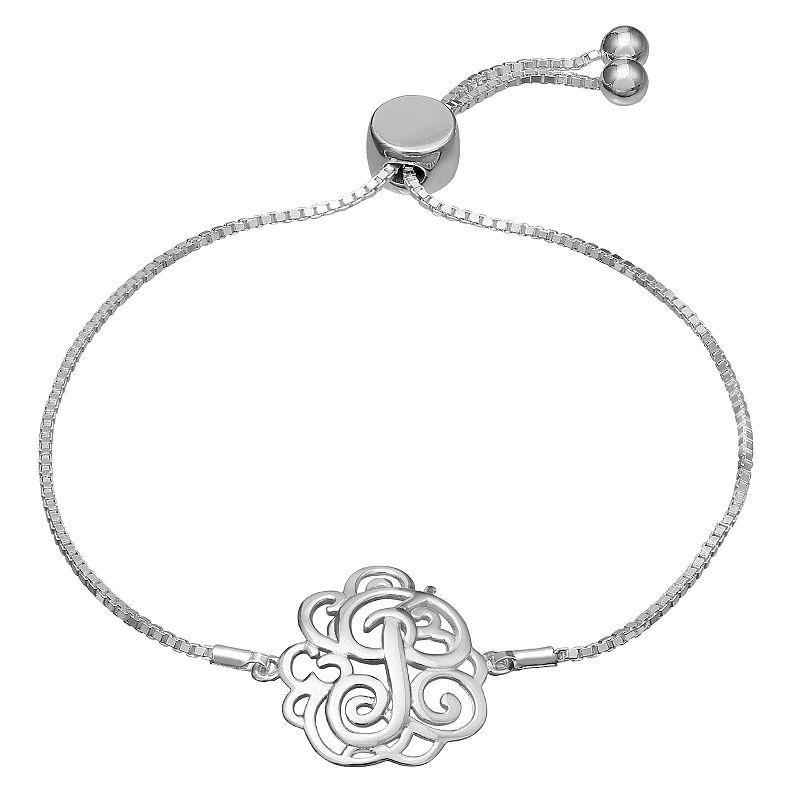 PRIMROSE Sterling Silver Monogram Initial Adjustable Bracelet, Womens, Sterling O Product Image