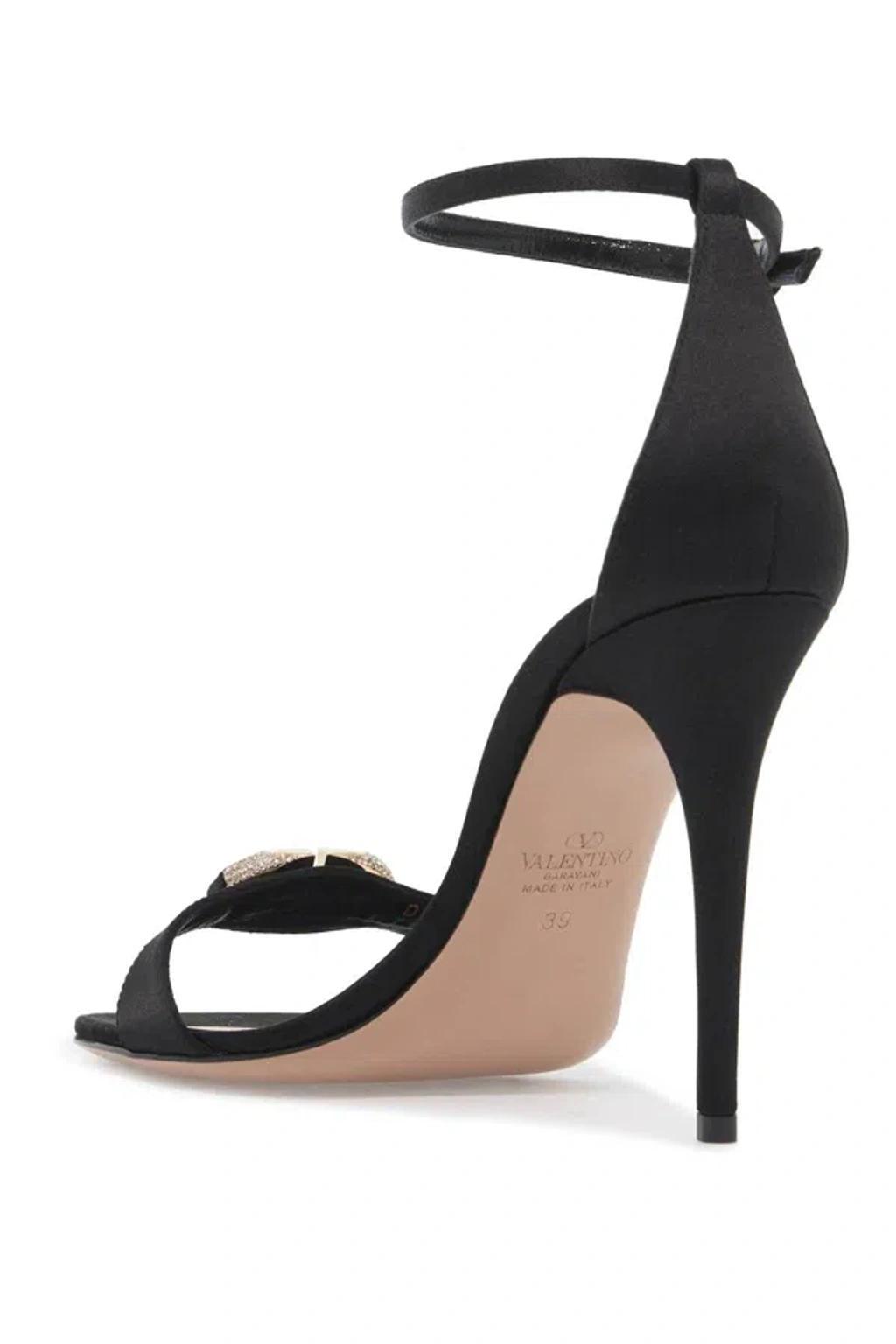 VALENTINO GARAVANI Vlogo Signature Satin Sandals In Metallic Product Image