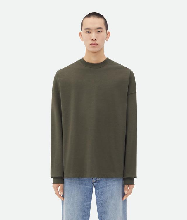 Men's Jersey Oversized Long Sleeve T-Shirt in Olive Product Image