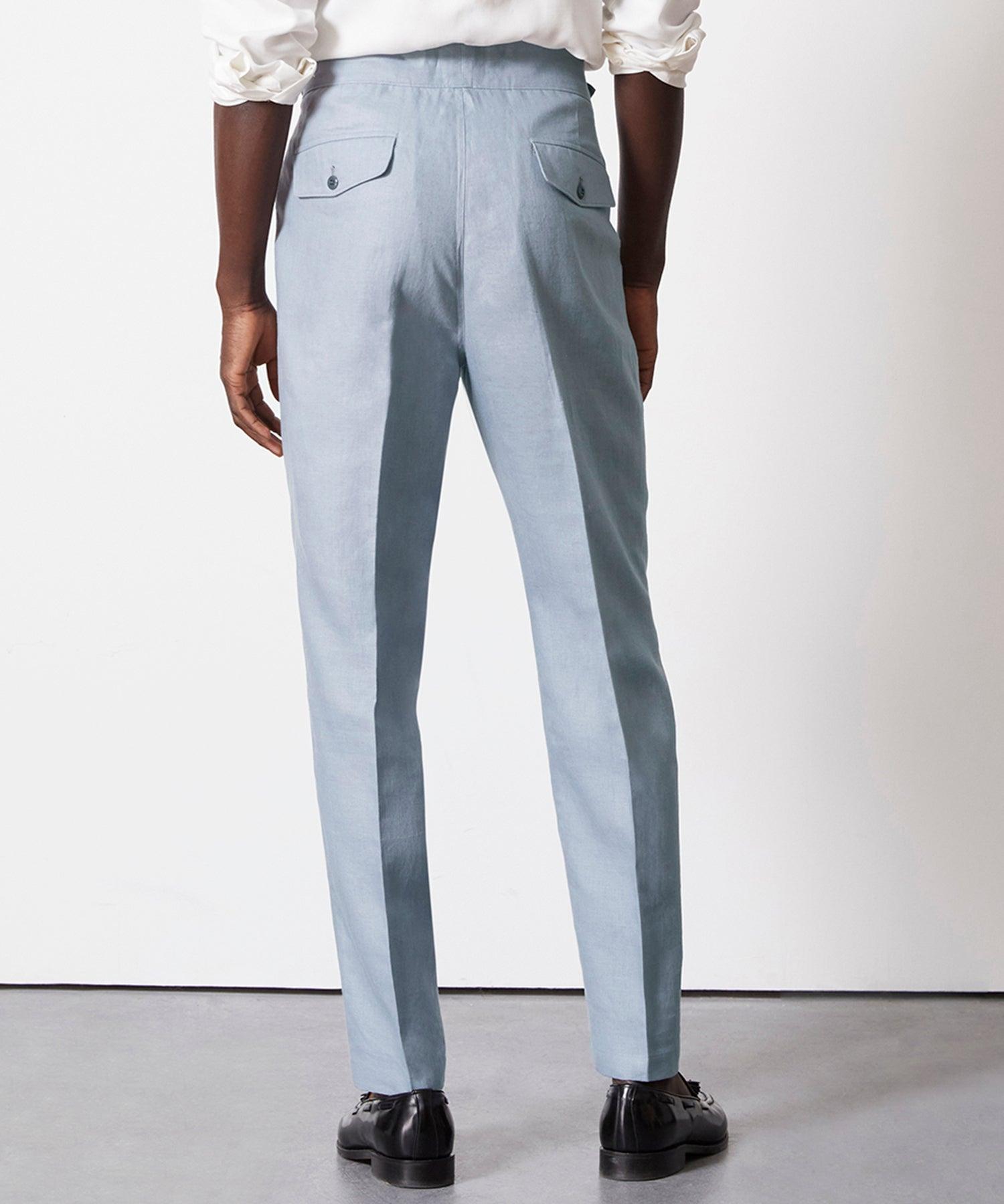 Irish Linen Gurkha Trouser in Steel Blue Product Image