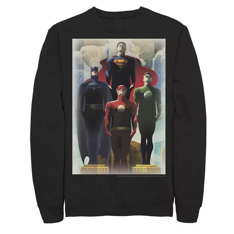 Mens DC Comics Justice League Heroes Deco Art Poster Sweatshirt Product Image