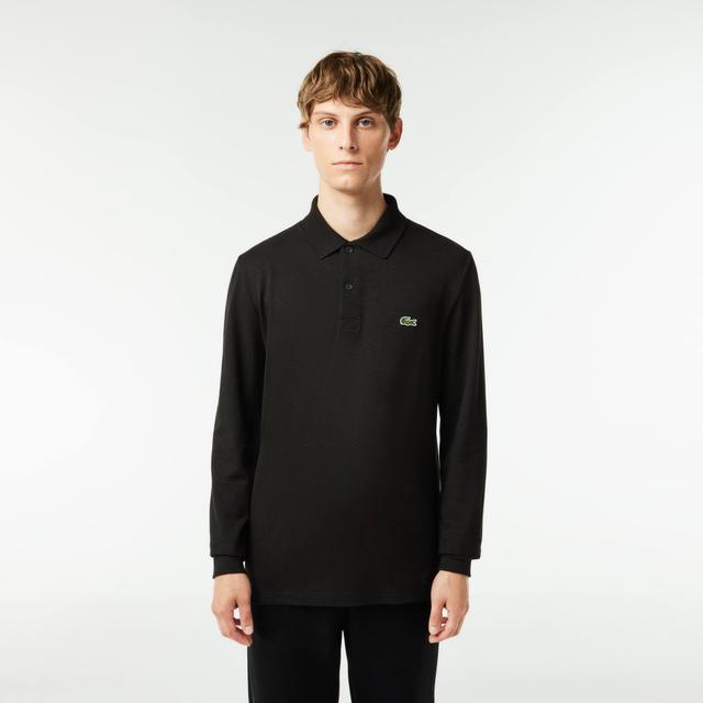 Regular Fit Long Sleeve Polyester Cotton Polo Shirt Product Image