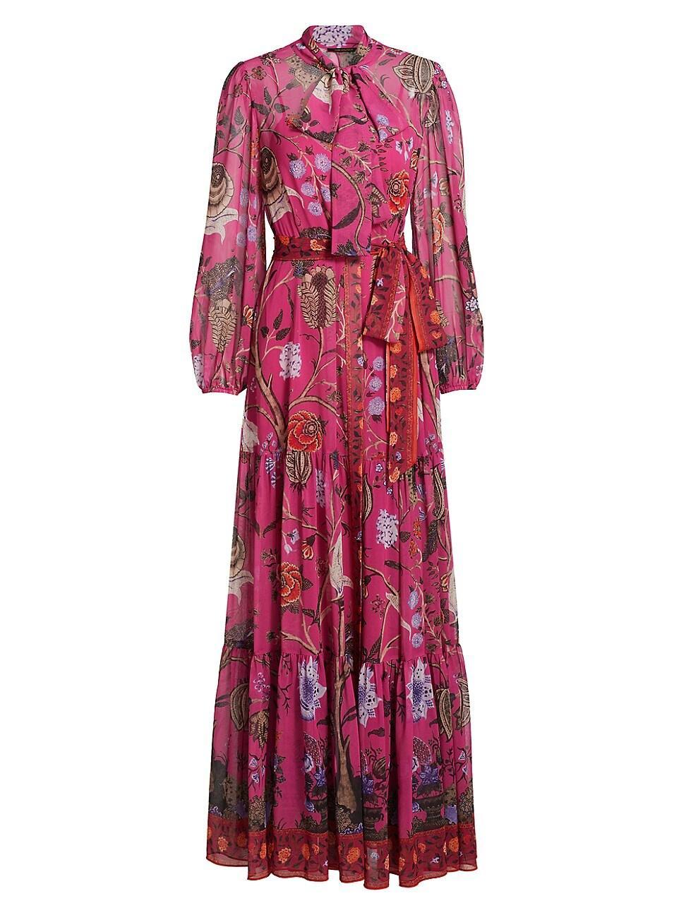 Womens Leah Floral Chiffon Tieneck Maxi Shirtdress Product Image