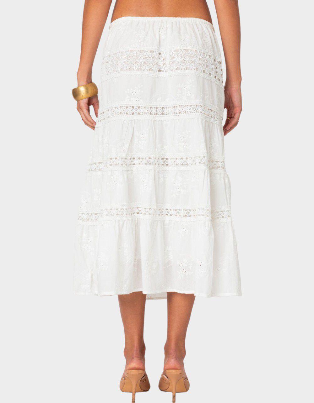 EDIKTED Tiered Cotton Lace Midi Skirt Product Image