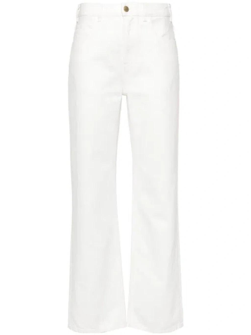 White Five-pocket Jeans With Logo Detail In Cotton Blend Denim Woman Product Image