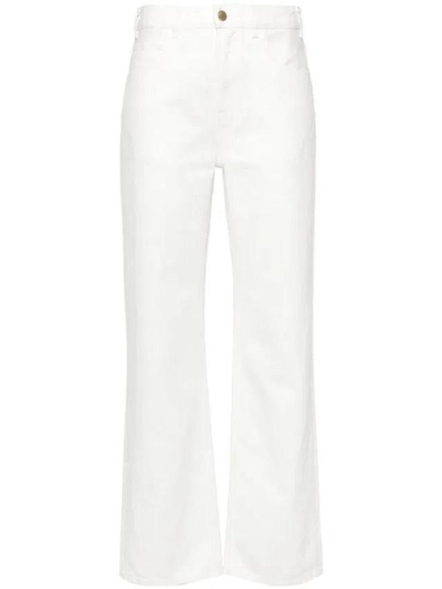 White Five-pocket Jeans With Logo Detail In Cotton Blend Denim Woman Product Image