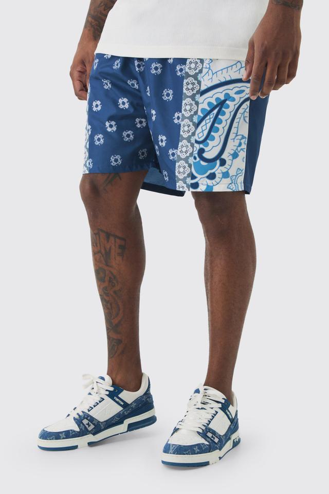 Plus Bandanna Printed Swim Trunks | boohooMAN USA Product Image