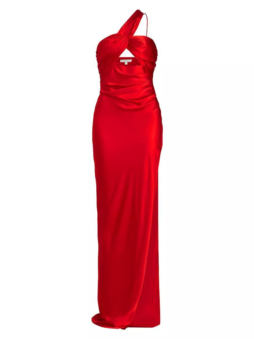 Silk One-Shoulder Cut-Out Gown Product Image