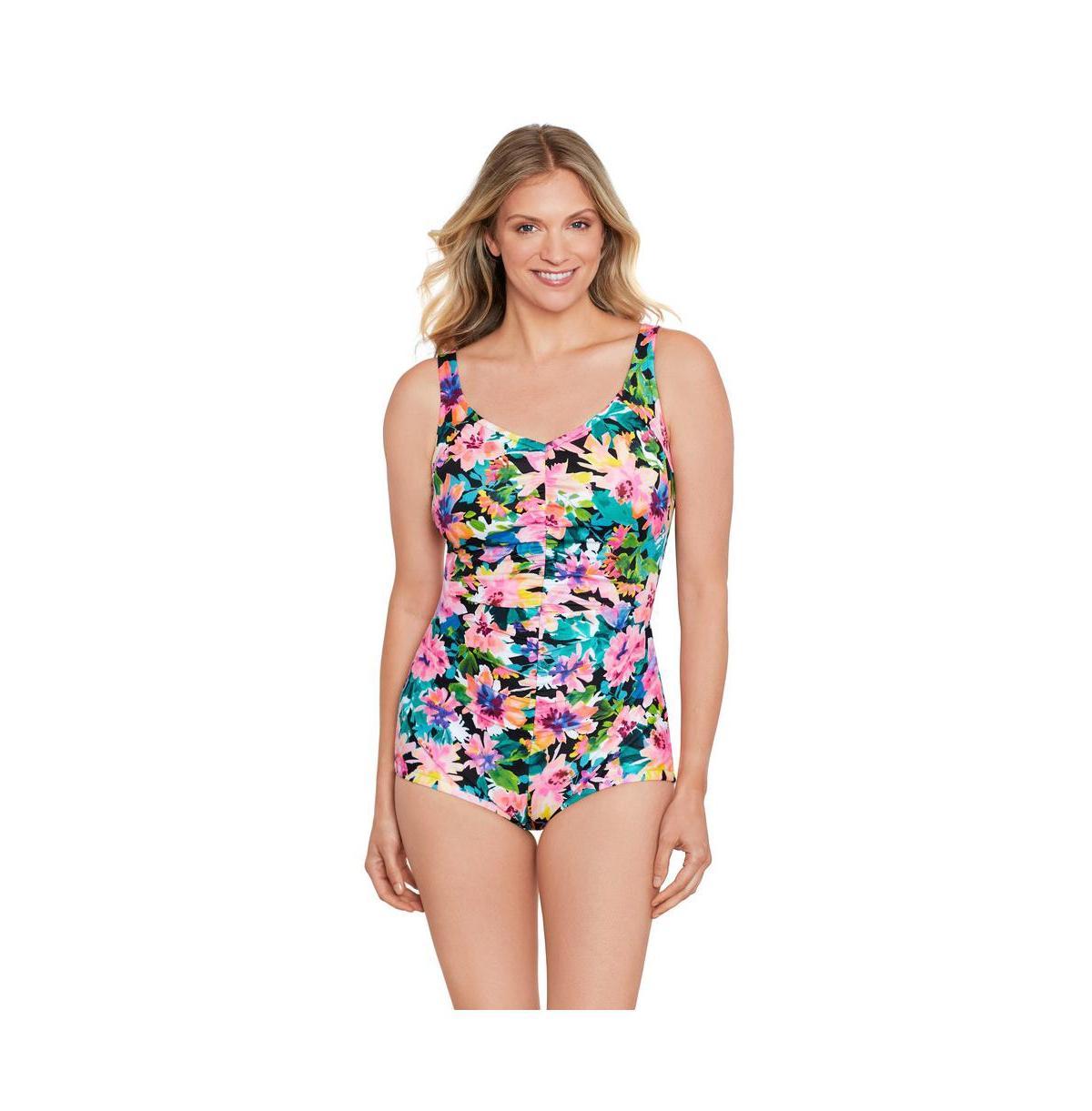 ShapeSolver by Penbrooke Womens ShapeSolver Shirred Front Girl Leg One-Piece Swimsuit Product Image