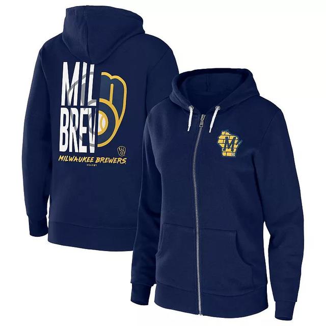 Womens WEAR by Erin Andrews Milwaukee Brewers Sponge Fleece Full-Zip Hoodie Blue Product Image