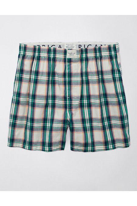 AEO Plaid Stretch Boxer Short Men's Green S Product Image