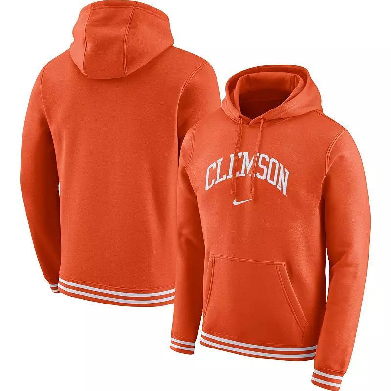 Mens Nike Orange Clemson Tigers Distressed Sketch Retro Fitted Pullover Hoodie Product Image