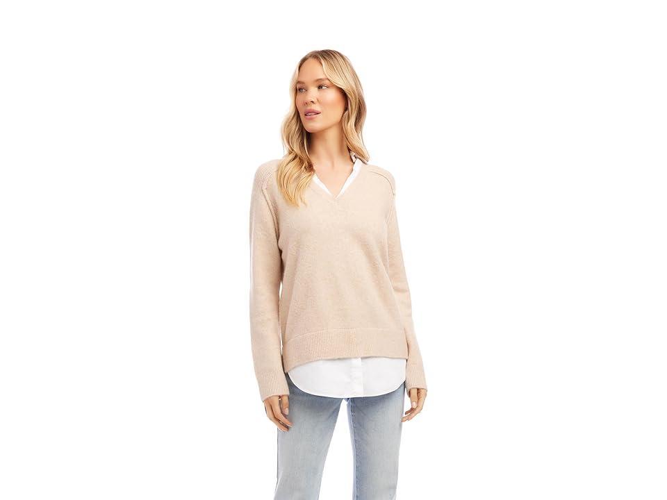 Karen Kane Layered Sweater (Sand) Women's Sweater Product Image