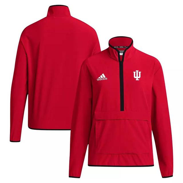 Mens adidas Crimson Indiana Hoosiers Coaches Sideline Half-Zip Jacket Product Image