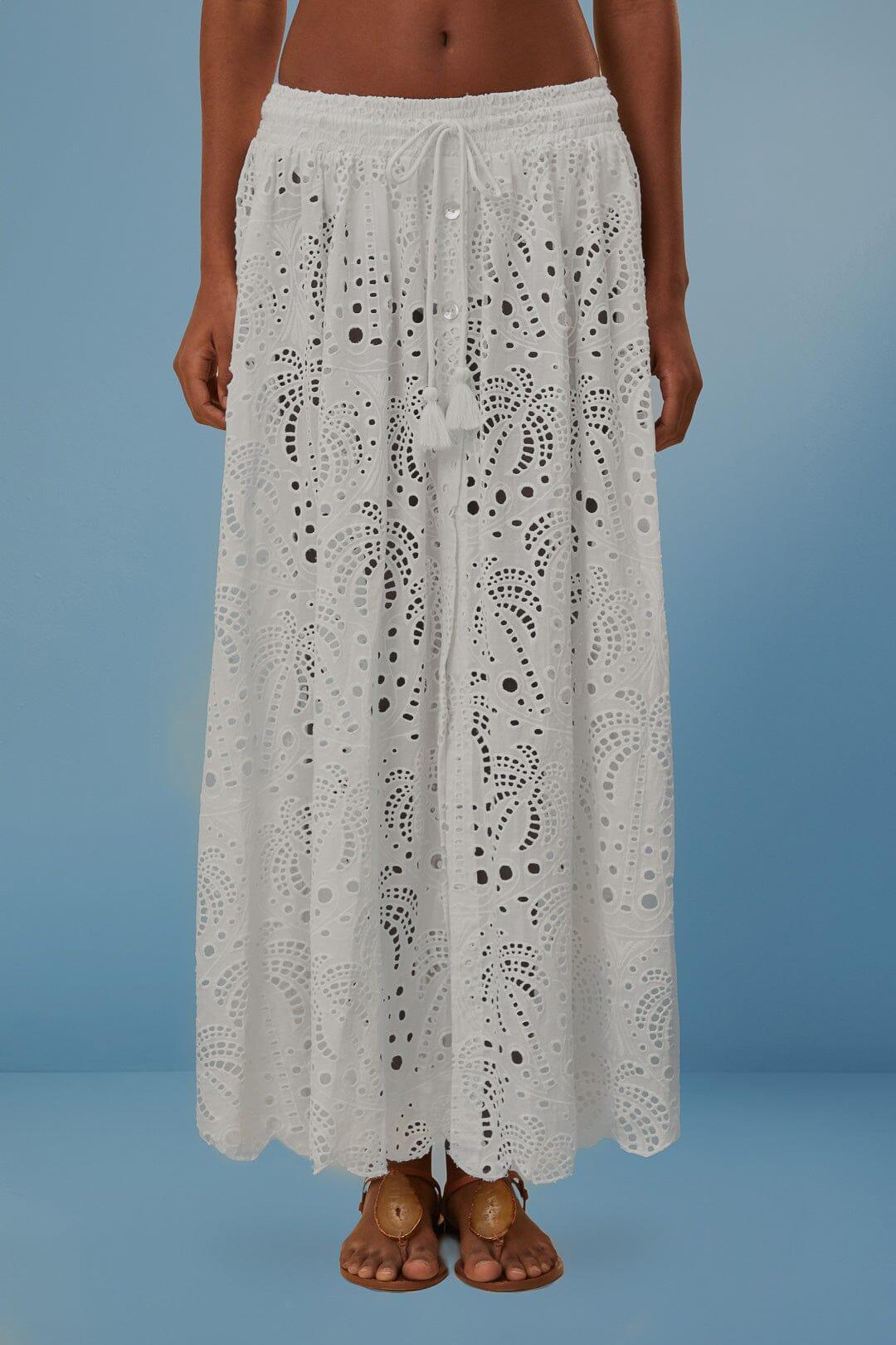 White Eyelet Maxi Skirt Product Image